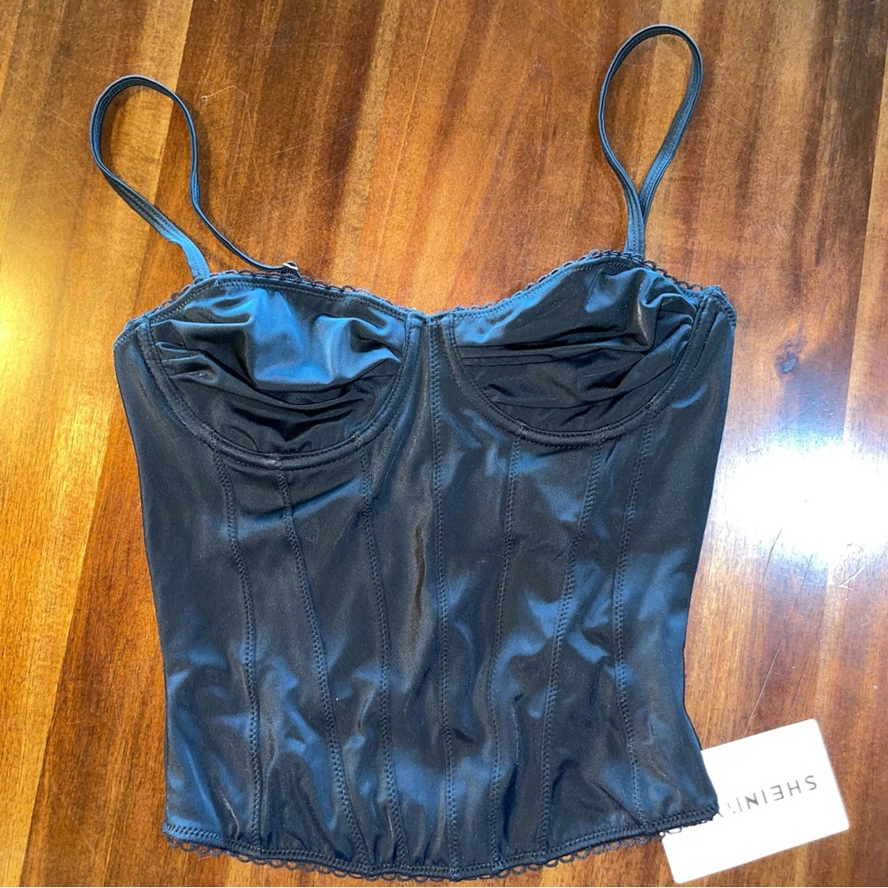 Black Satin Corset Top